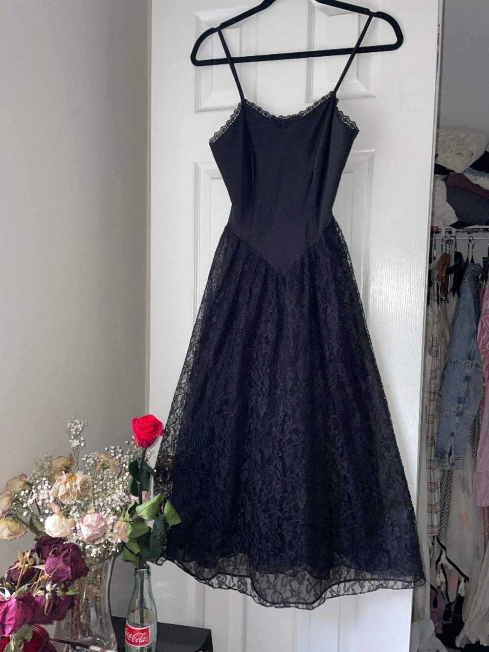 Vintage black lace goth dress small-medium